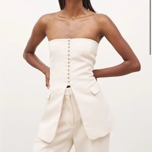 Because of Alice STRAPLESS PEPLUM BODICE in cream, size XS. New with tags.